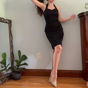 VINTAGE BLACK FLORAL COCKTAIL DRESS